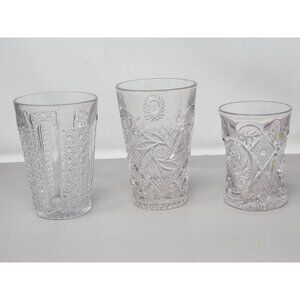 Vintage Miss‎ Matched Cut Glass Tumbler With Intricate Floral Geometric Patterns